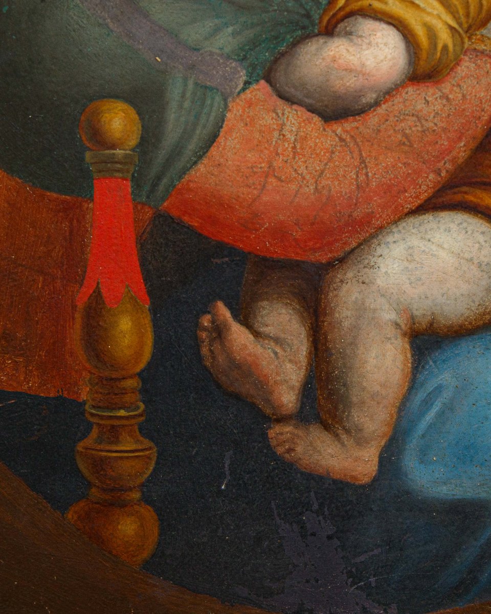 XVIIIe siècle, Vierge avec l’Enfant et deux putti - Madone de la chaise-photo-2