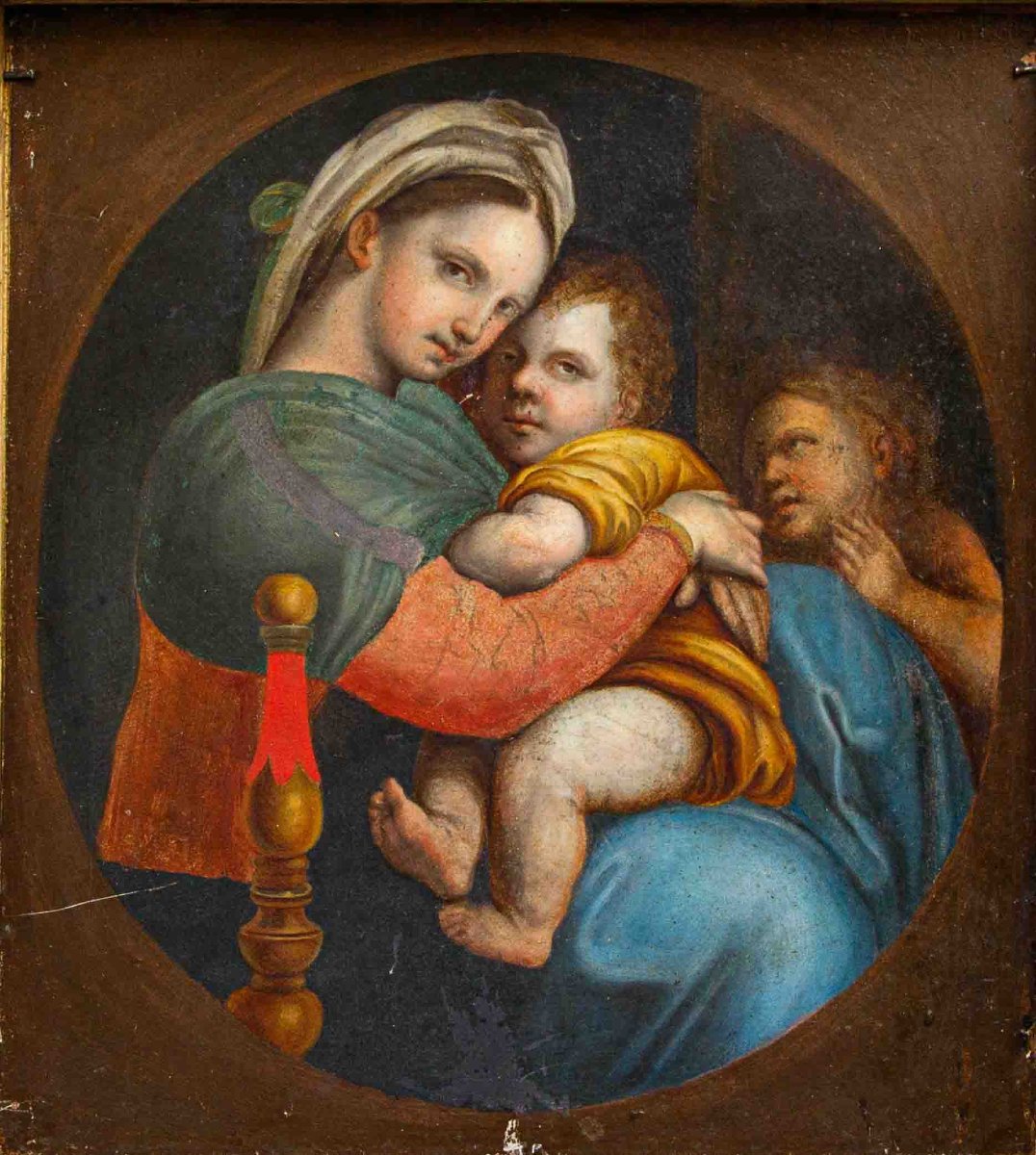 XVIIIe siècle, Vierge avec l’Enfant et deux putti - Madone de la chaise-photo-4