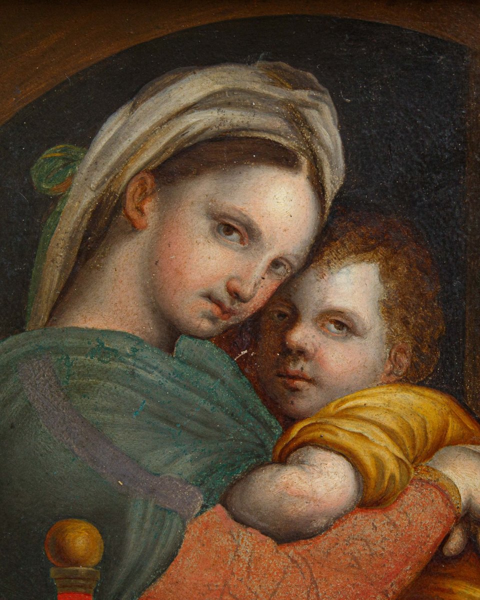 XVIIIe siècle, Vierge avec l’Enfant et deux putti - Madone de la chaise-photo-5