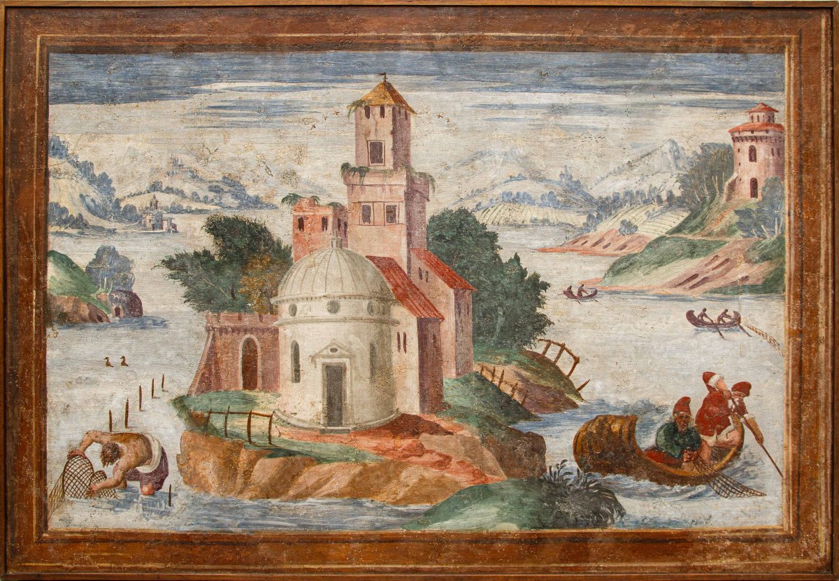 Pietro Baschenis (Bergame, 1590-1600 - 1630), Couple de paysages fantastiques-photo-4