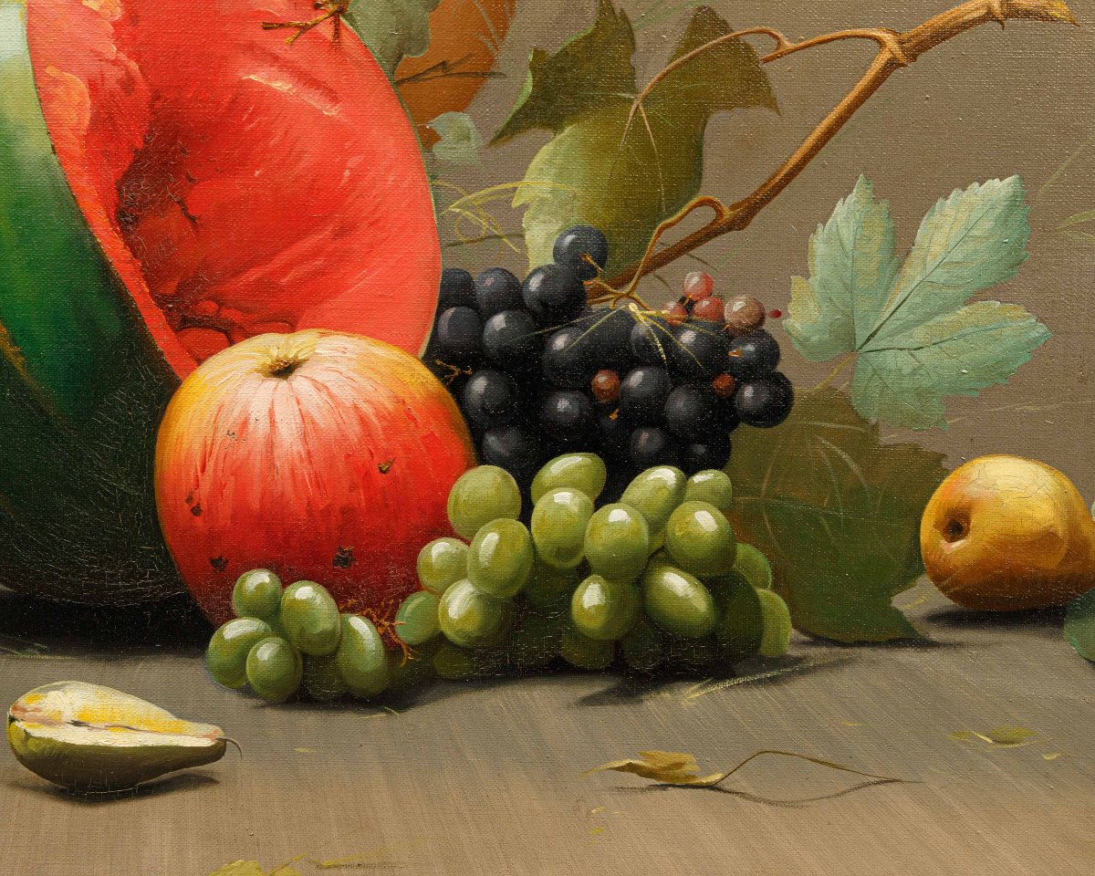 Cleto Gibello (1892 - 1944), Couple de natures mortes avec des fruits et une cruche-photo-5