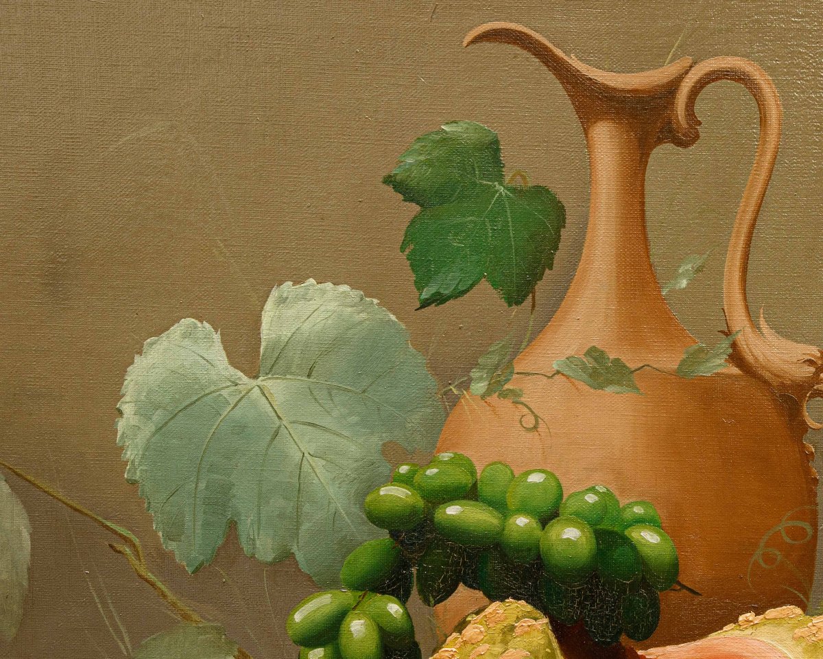 Cleto Gibello (1892 - 1944), Couple de natures mortes avec des fruits et une cruche-photo-7