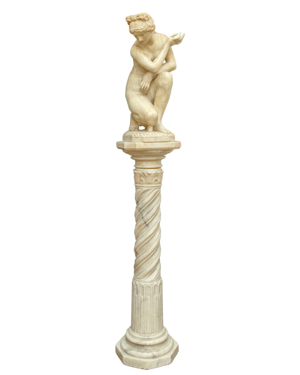 19th Century, Aphrodite Crouching On A Column