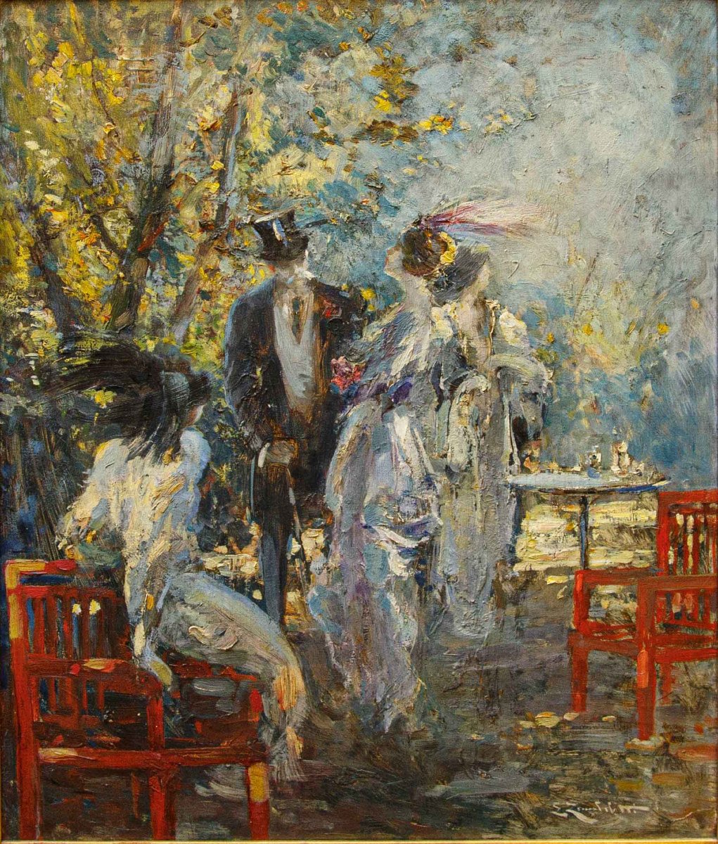 Lodovico Zambeletti (milan, 1881 – June 4, 1966), Encounters In The Park-photo-2