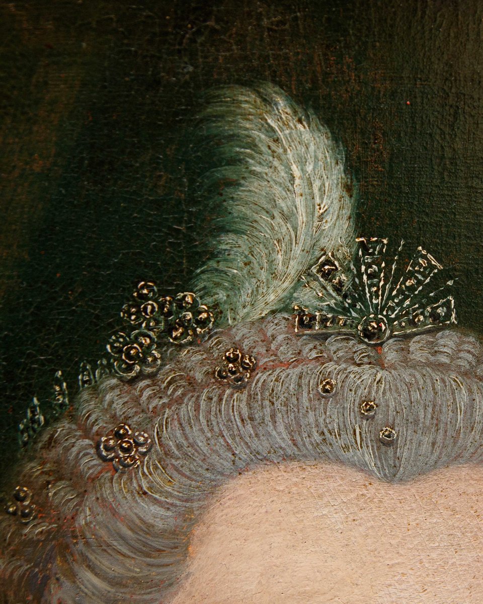 Peintre lombard du XVIIIe siècle, Portrait d’une gentilfemme avec un chien et rose-photo-1