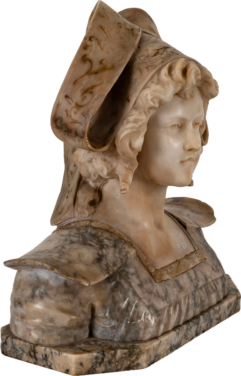 Cesare Lapini (florence, 1848–1893), Bust Of A Young Breton-photo-3