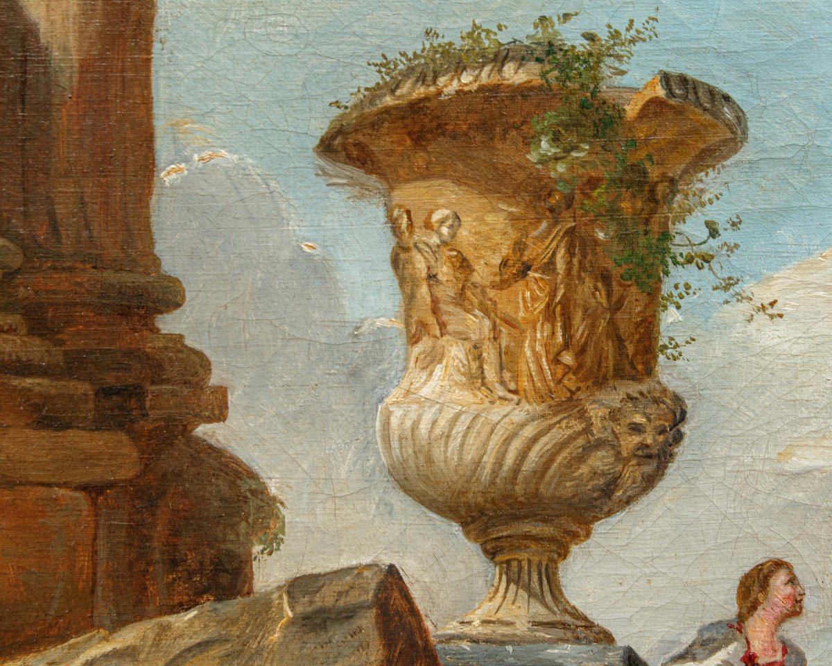 Late 18th Century, By Giovanni Paolo Panini, *capriccio Of Ruins With The Pyramid Of Cestius*-photo-4