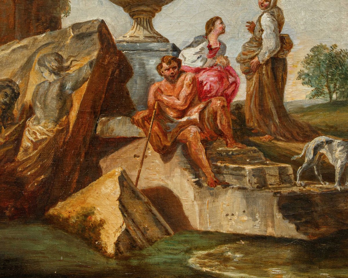 Late 18th Century, By Giovanni Paolo Panini, *capriccio Of Ruins With The Pyramid Of Cestius*-photo-5