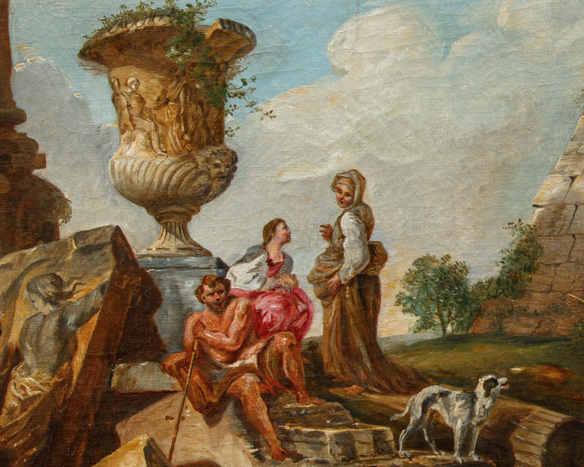Late 18th Century, By Giovanni Paolo Panini, *capriccio Of Ruins With The Pyramid Of Cestius*-photo-7