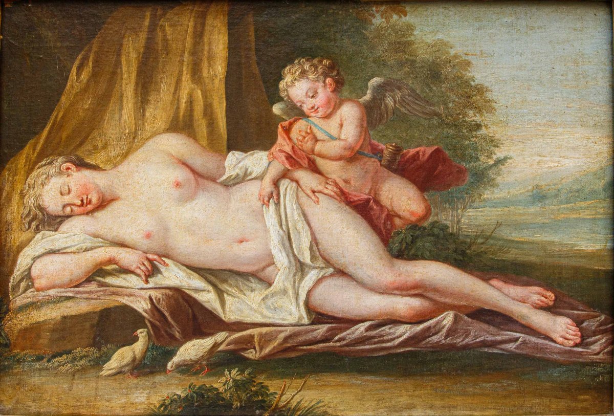 École française, XVIIIe siècle, Vénus et Cupidon-photo-2