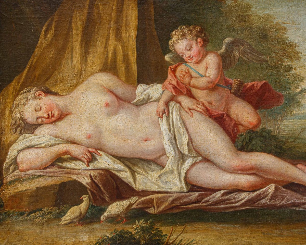 École française, XVIIIe siècle, Vénus et Cupidon-photo-2