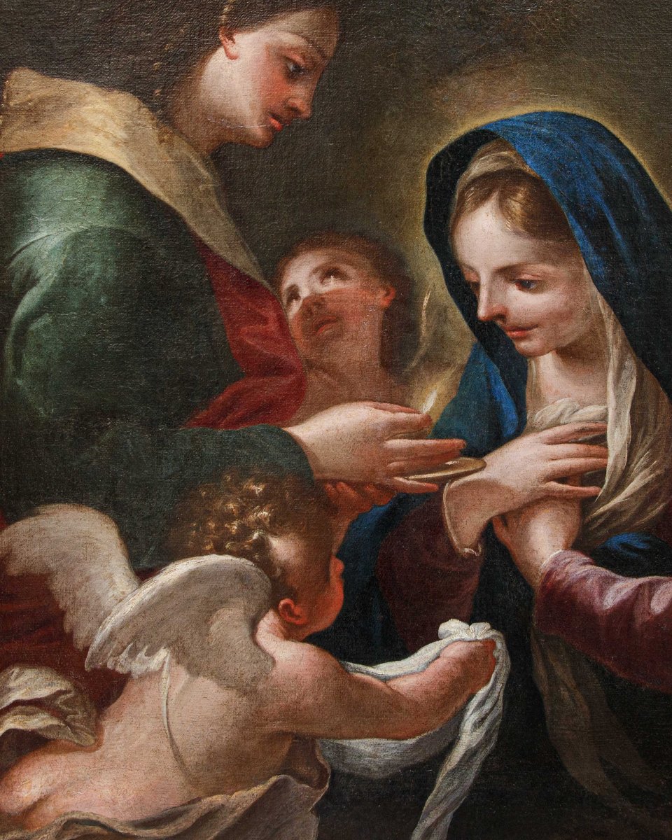 École émilienne du milieu du XVIIe siècle, La Vierge reçoit l’Eucharistie de saint Jean-photo-4
