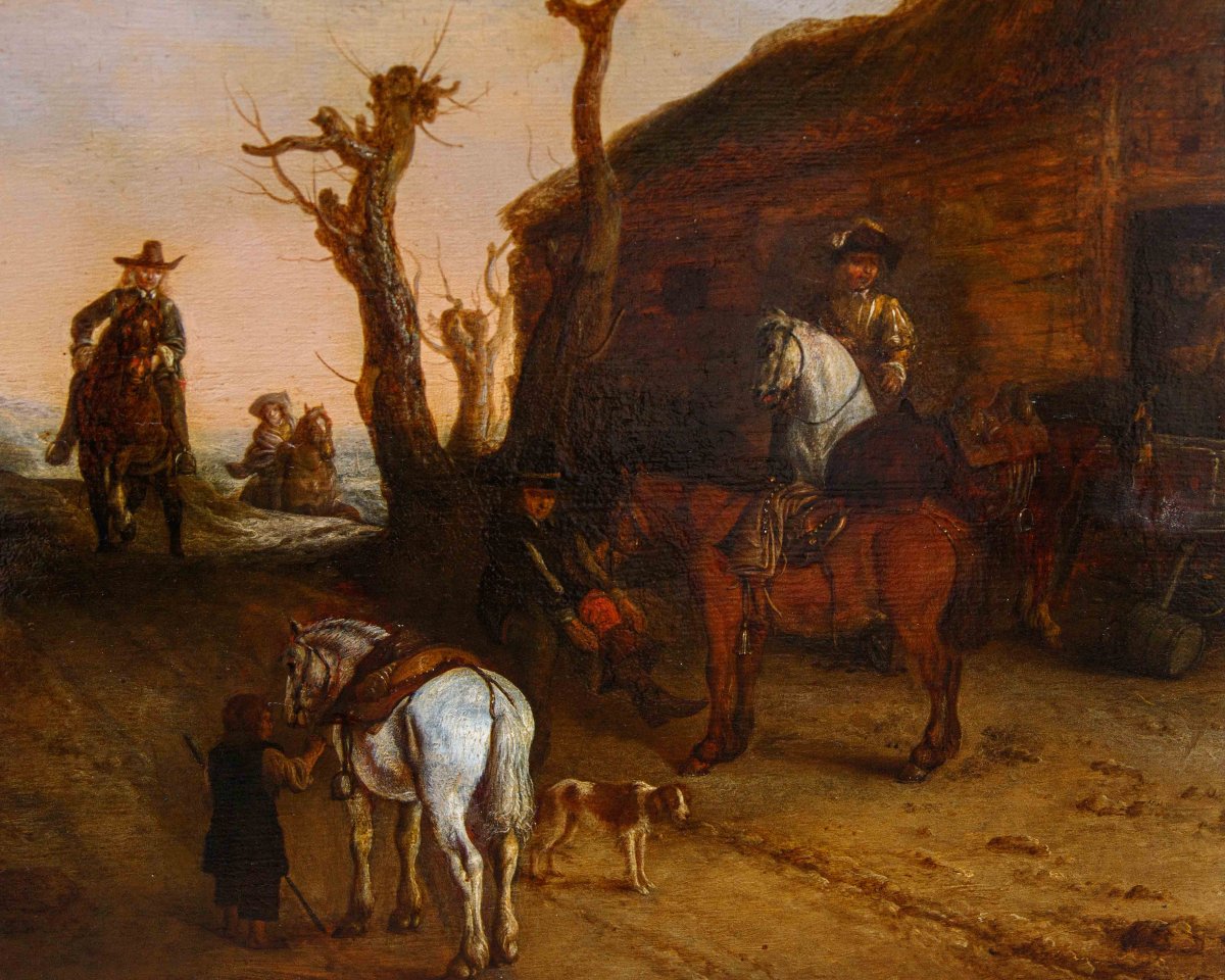 Le disciple de Dirk Stoop (Dordrecht, 1610 - Utrecht, 1686), Sentier avec les voyageurs-photo-5