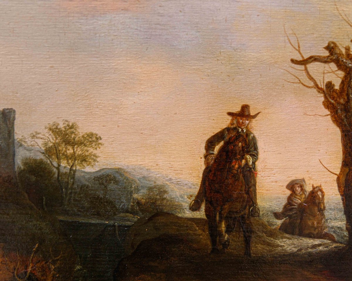 Le disciple de Dirk Stoop (Dordrecht, 1610 - Utrecht, 1686), Sentier avec les voyageurs-photo-6