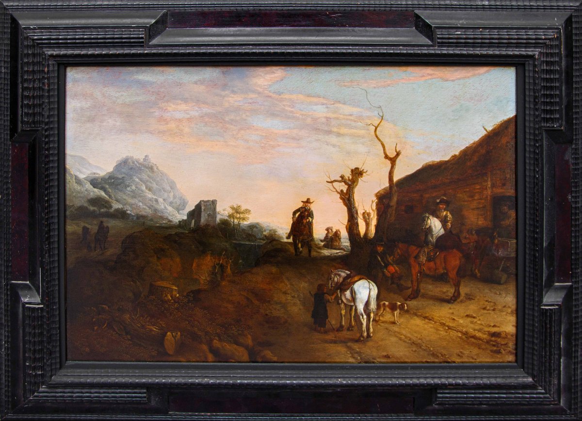 Le disciple de Dirk Stoop (Dordrecht, 1610 - Utrecht, 1686), Sentier avec les voyageurs