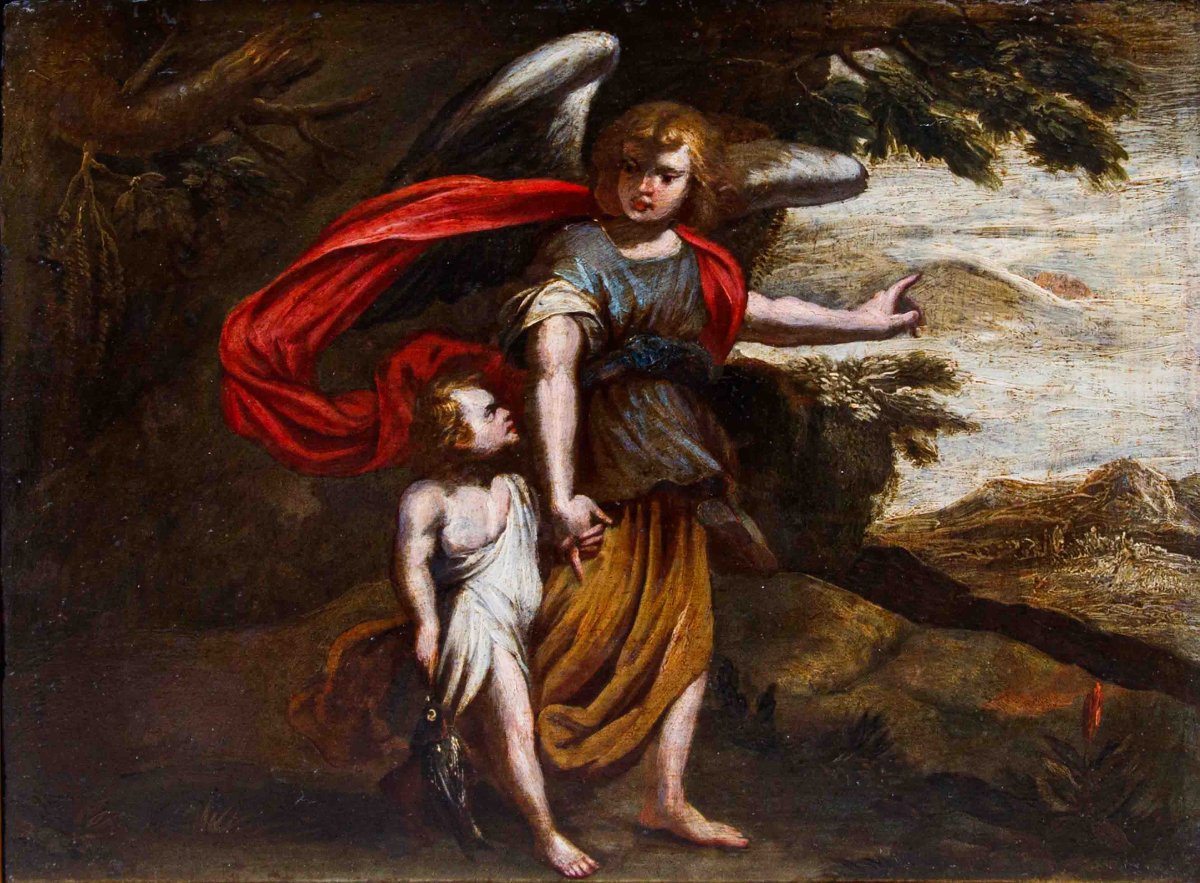 Veronese School, 17th Century, Tobiolo And The Angel-photo-3