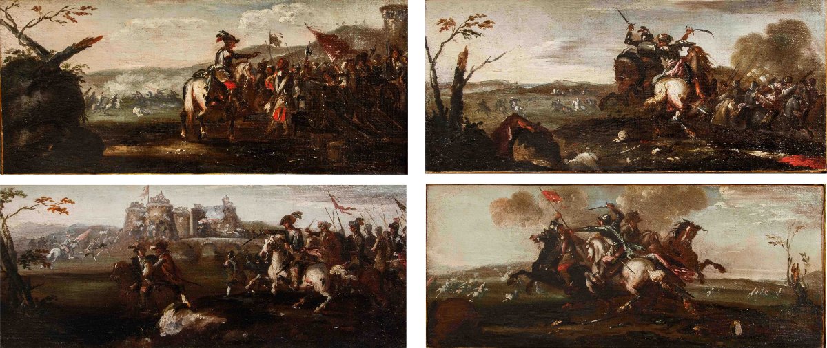 Workshop Of Francesco Graziani, Known As Ciccio Napoletano, Four Battle Scenes-photo-2
