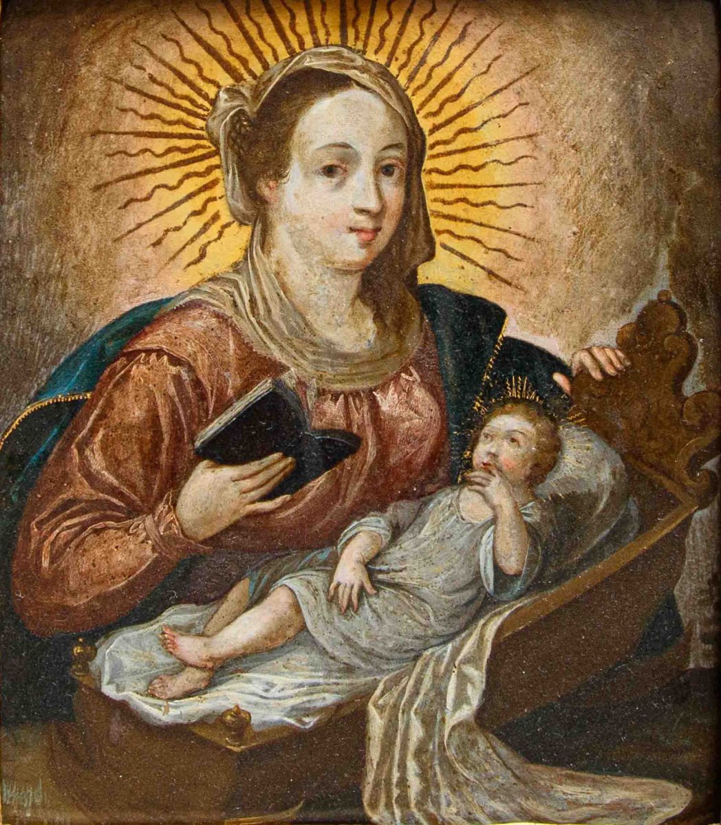 École hispano-flamande du XVIIe siècle, Vierge à l’Enfant-photo-2