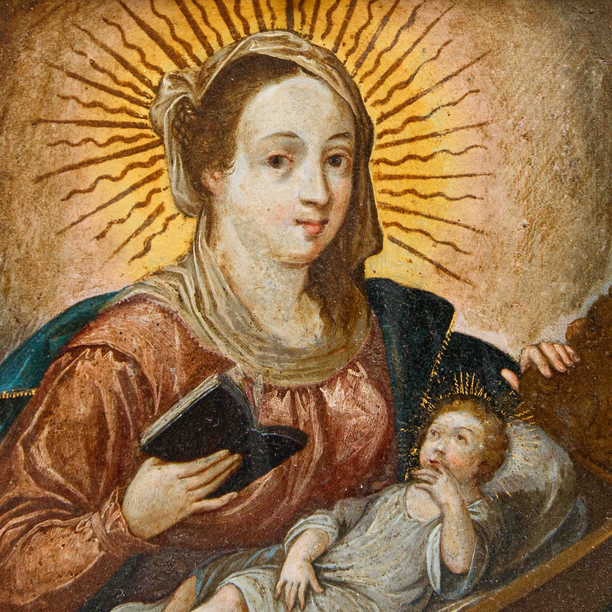 École hispano-flamande du XVIIe siècle, Vierge à l’Enfant-photo-4