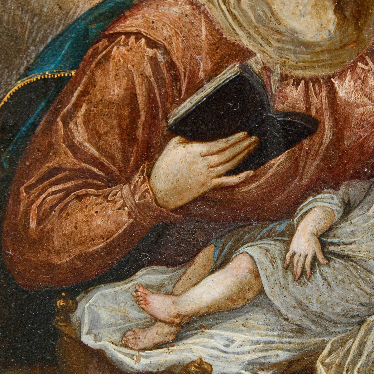 École hispano-flamande du XVIIe siècle, Vierge à l’Enfant-photo-4