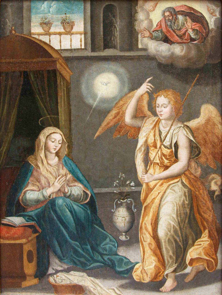 Emilian Altarpiece, 16th Century, The Annunciation-photo-2