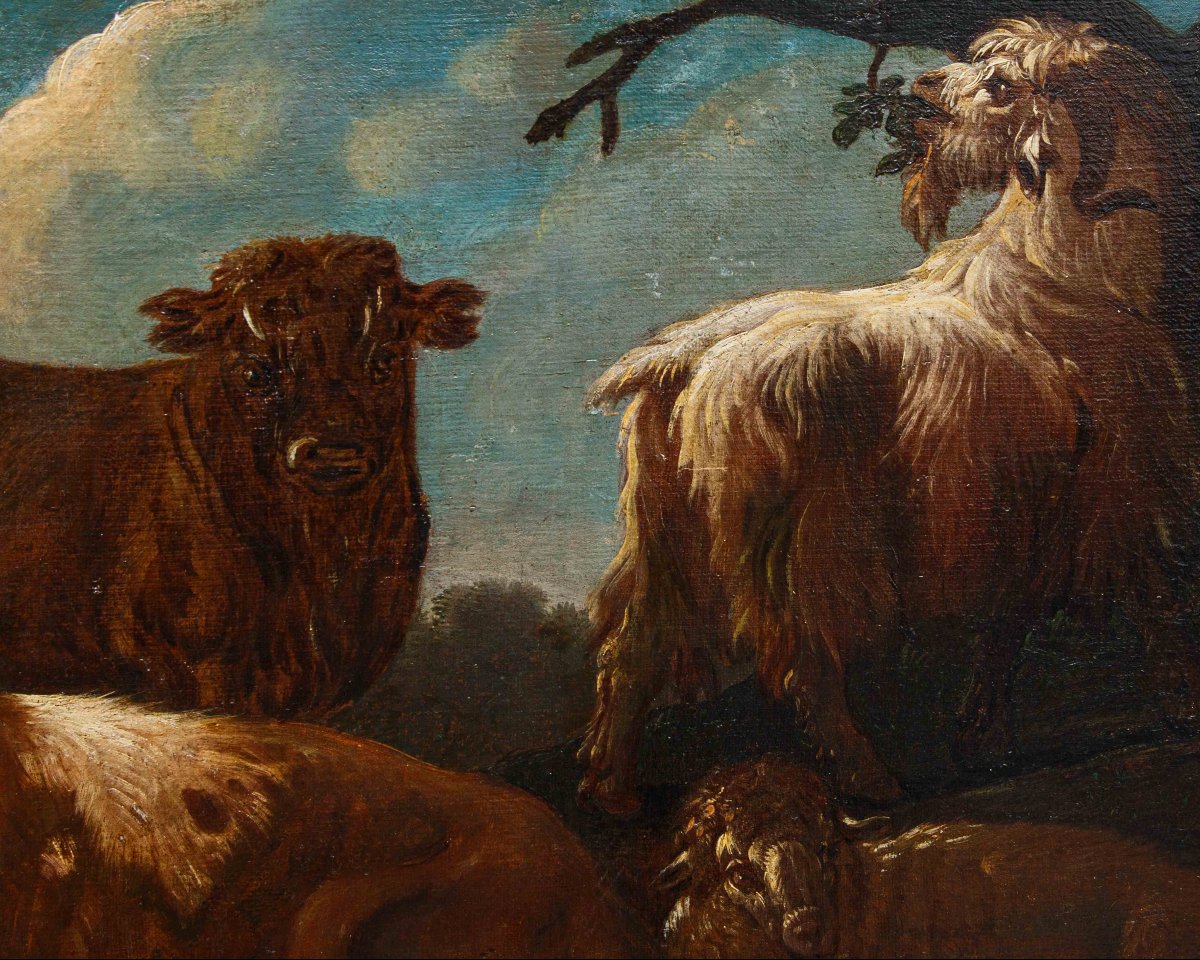 Jacob Roos, dit Rose de Naples, Berger avec des harpons - Taureau assailli par des chienes-photo-6