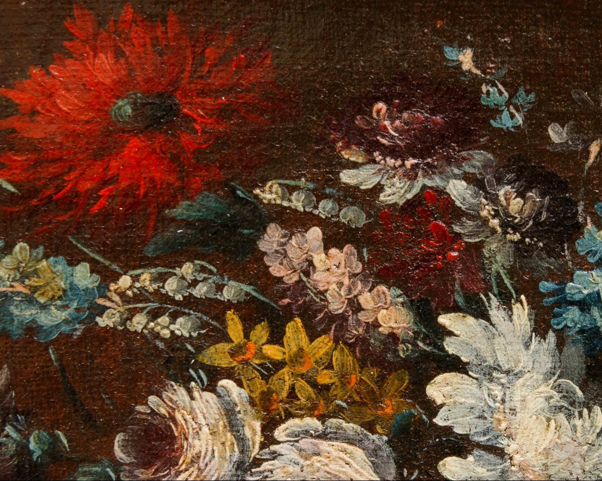 École napolitaine du XVIIIe siècle, Vase et panier de fleurs-photo-5