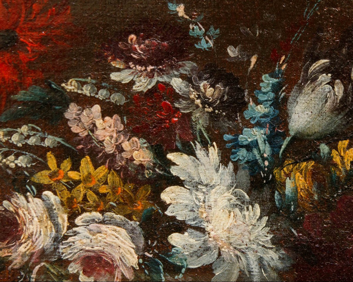 École napolitaine du XVIIIe siècle, Vase et panier de fleurs-photo-7