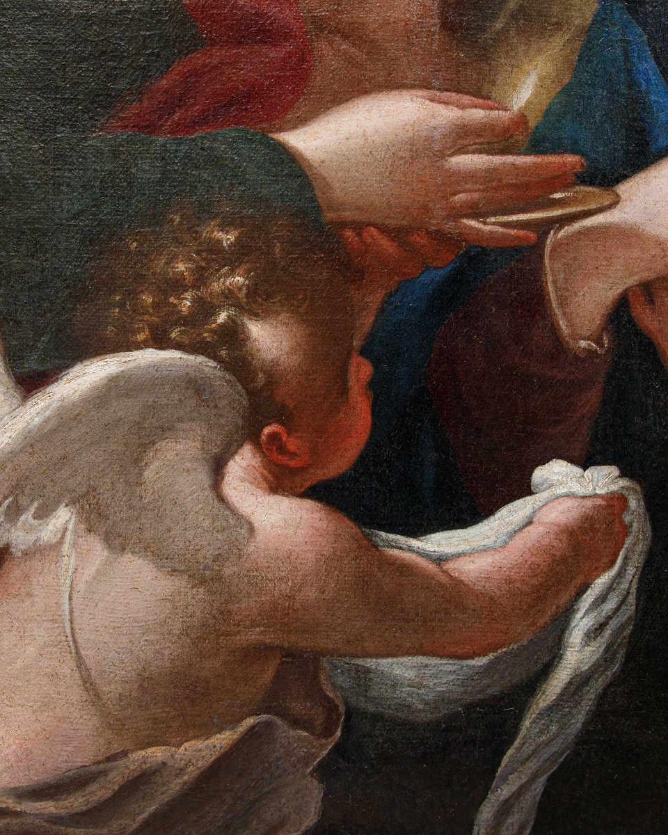Francesco Bruno (1648 - 1726), La Vierge reçoit l’Eucharistie de saint Jean l’Évangéliste-photo-4