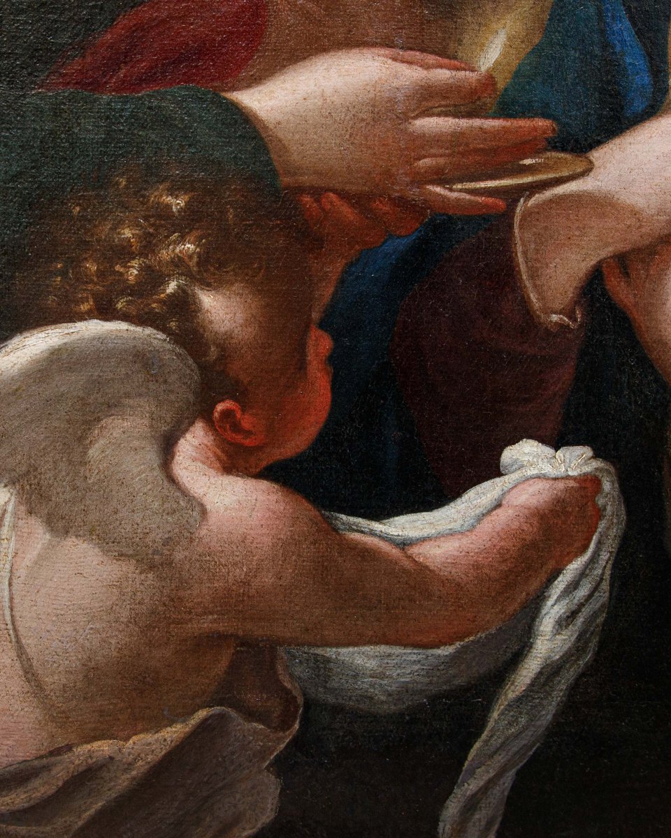 Francesco Bruno (1648 - 1726), La Vierge reçoit l’Eucharistie de saint Jean l’Évangéliste-photo-8
