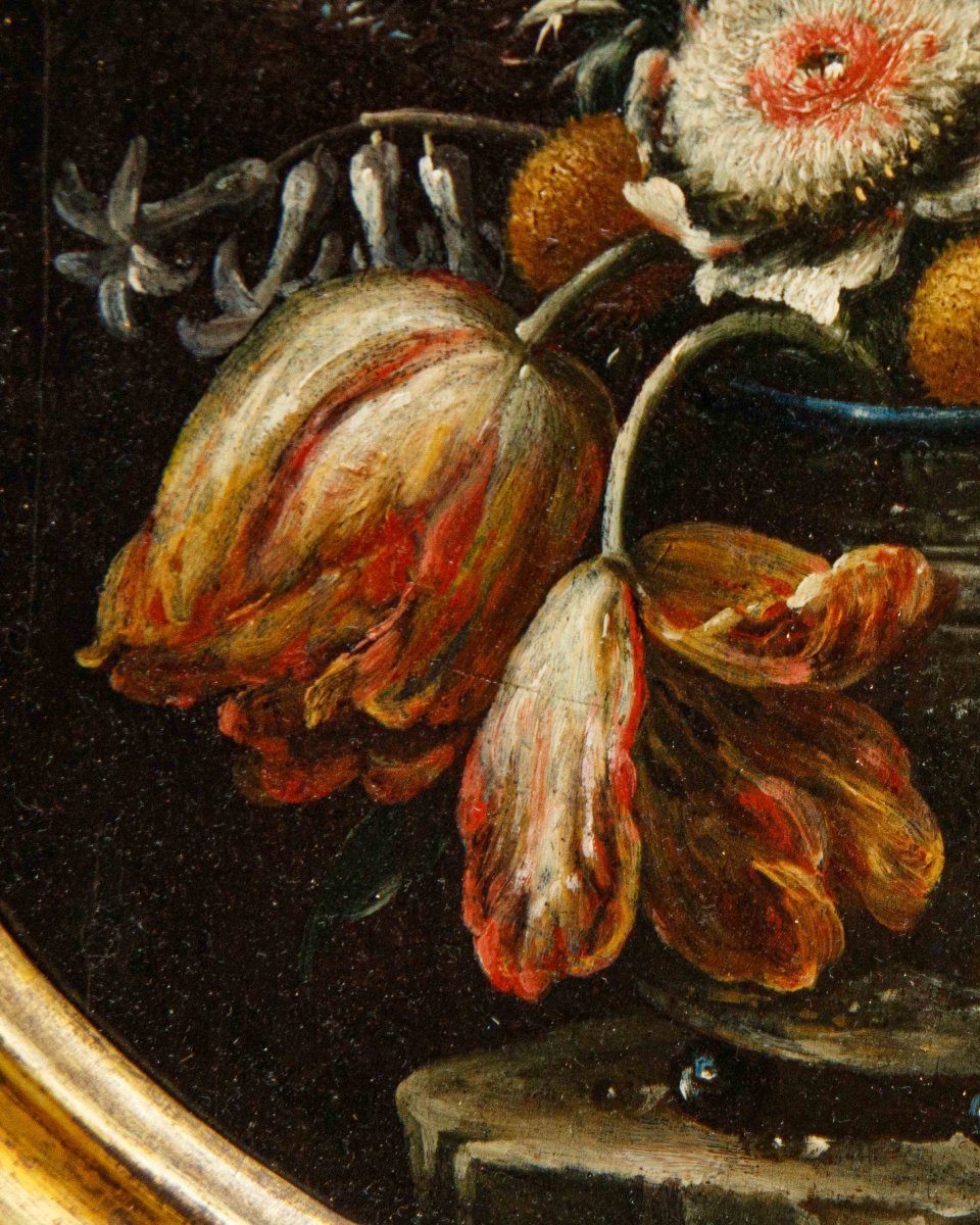 Nicola Casissa (? – Naples, 1731), Still Life With A Vase Of Flowers-photo-4