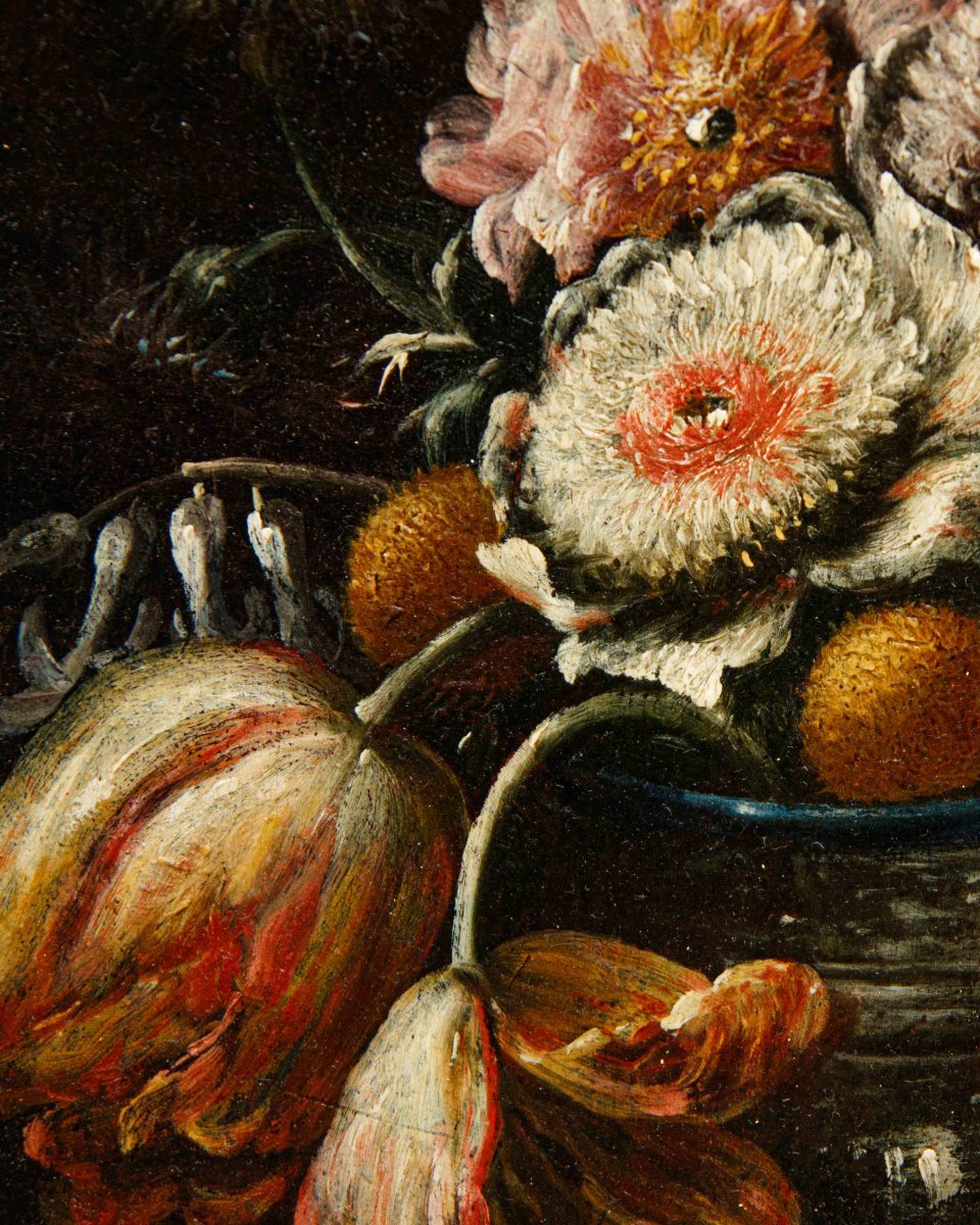 Nicola Casissa (? – Naples, 1731), Still Life With A Vase Of Flowers-photo-7