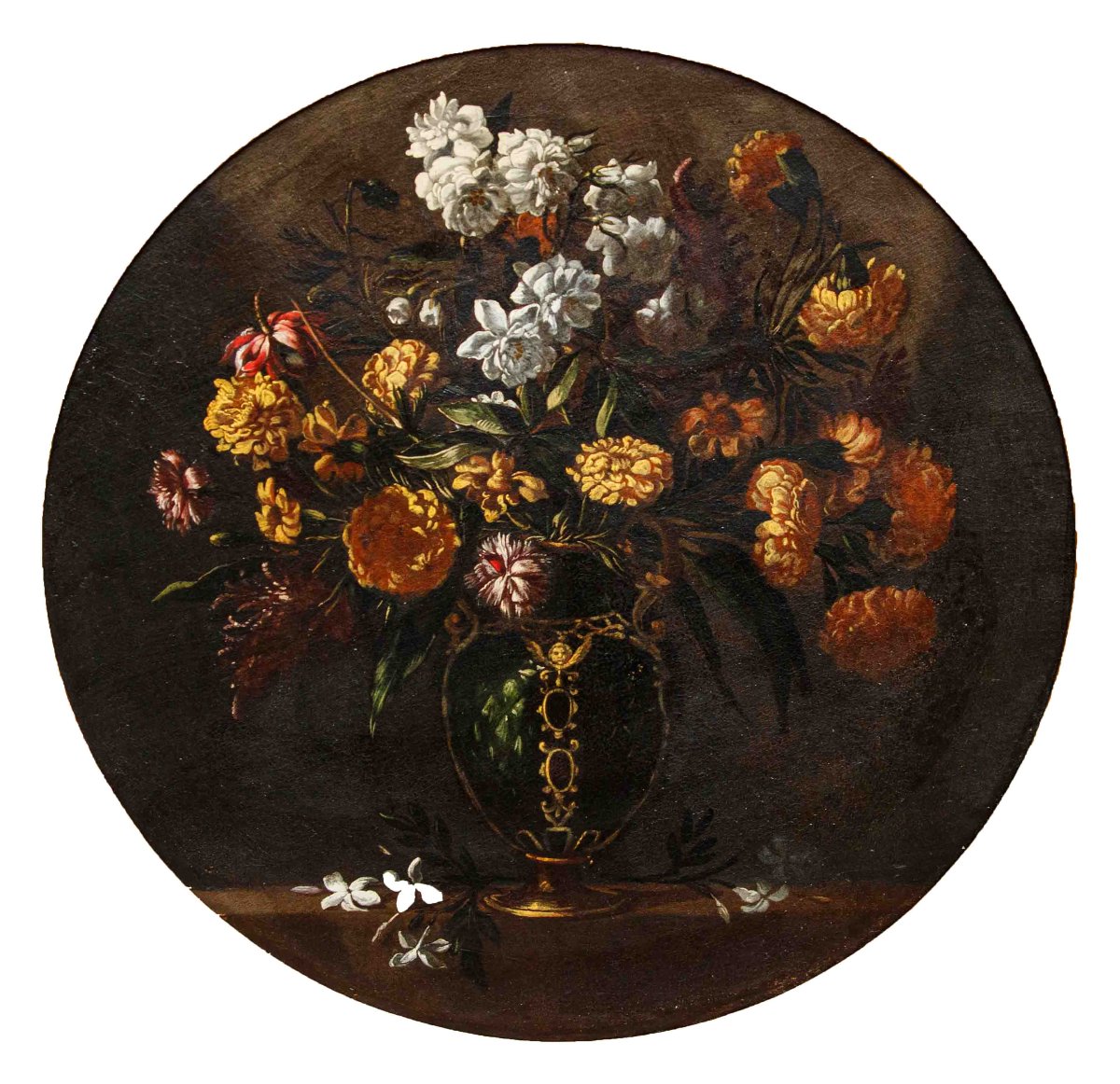 École napolitaine du XVIIe siècle, Nature morte avec un vase de fleurs-photo-2