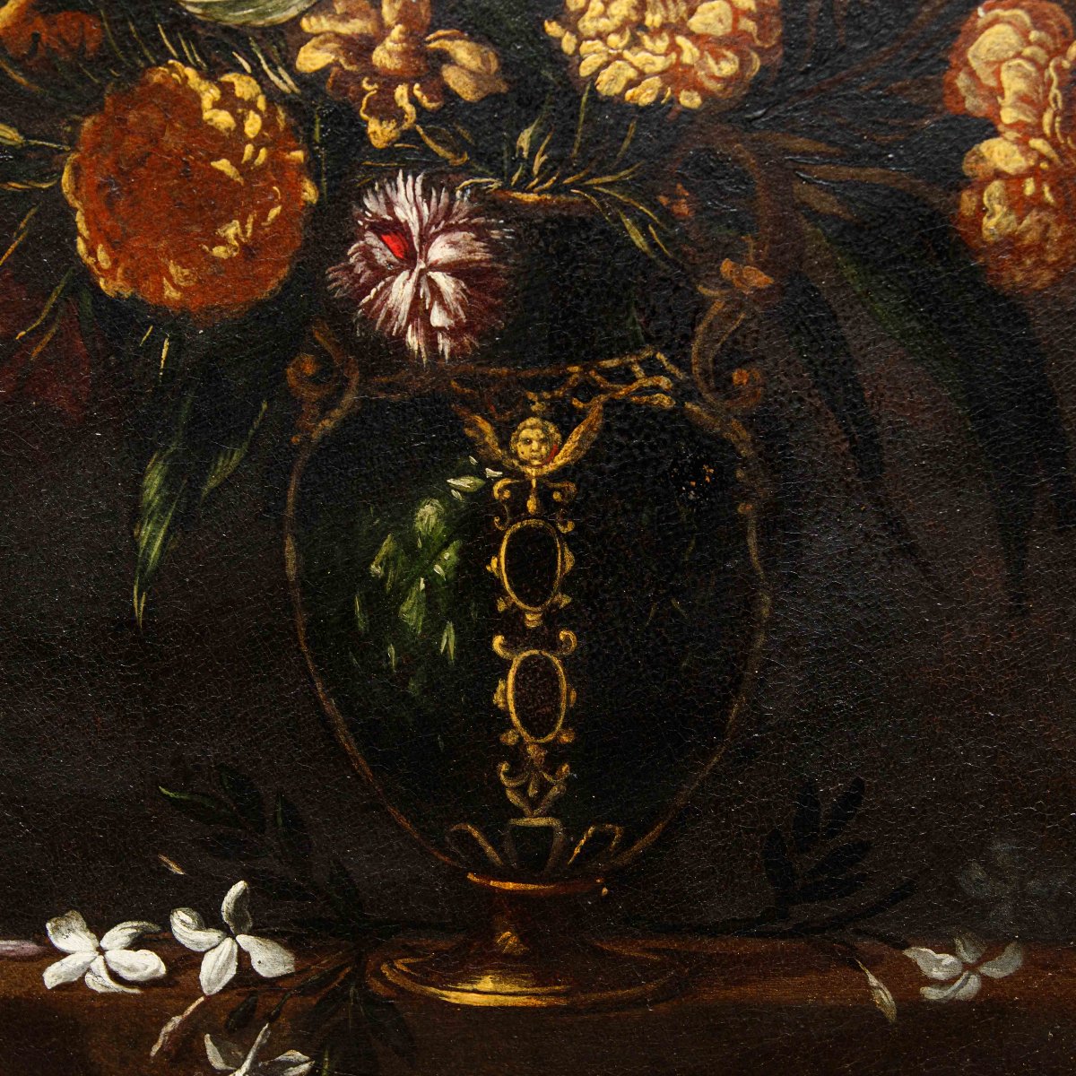 École napolitaine du XVIIe siècle, Nature morte avec un vase de fleurs-photo-1