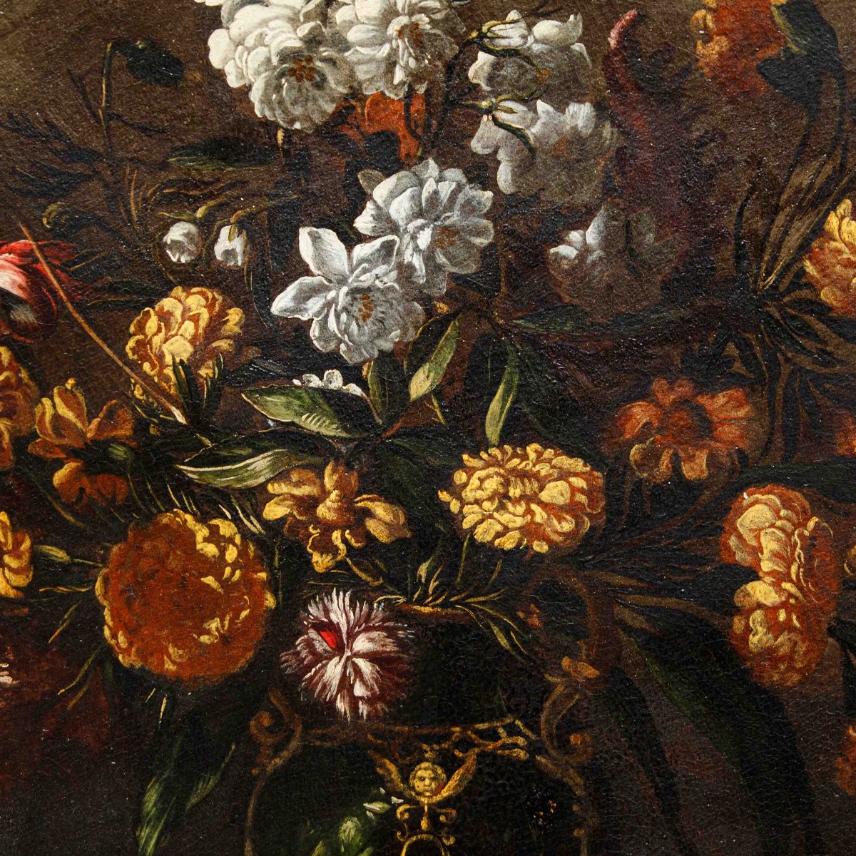École napolitaine du XVIIe siècle, Nature morte avec un vase de fleurs-photo-3
