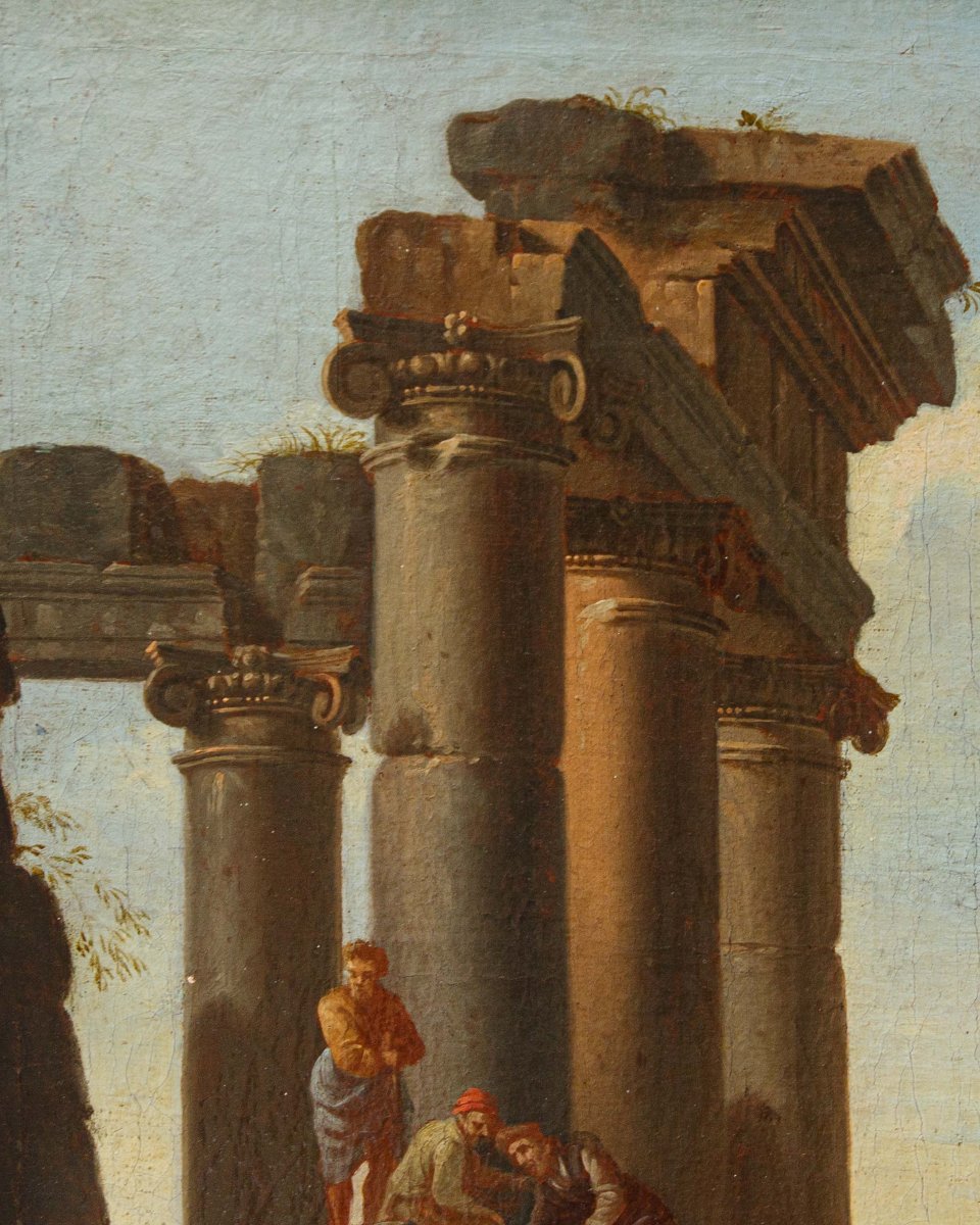Giovanni Ghisolfi (milan, 1623–1683), Landscape With Architectural Ruins And Figures-photo-3