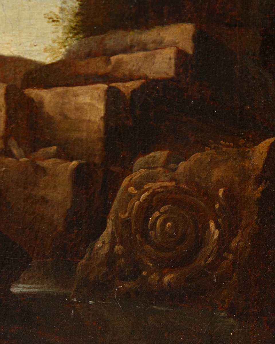 Giovanni Ghisolfi (milan, 1623–1683), Landscape With Architectural Ruins And Figures-photo-5
