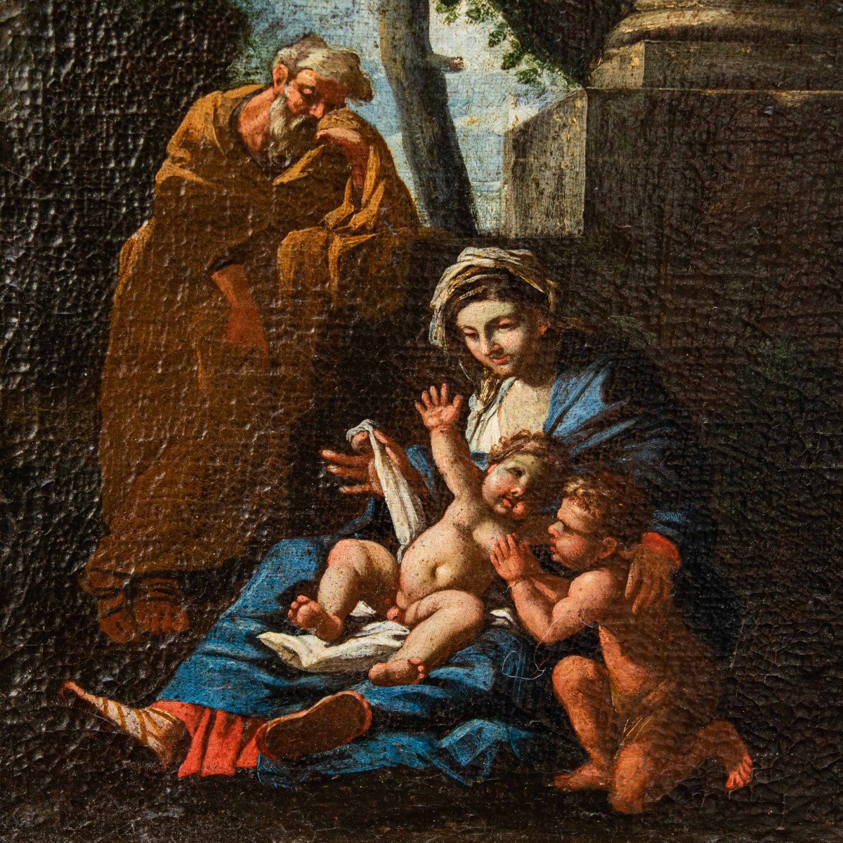Holy Family With San Giovannino, 17th Century, Emilian School-photo-3