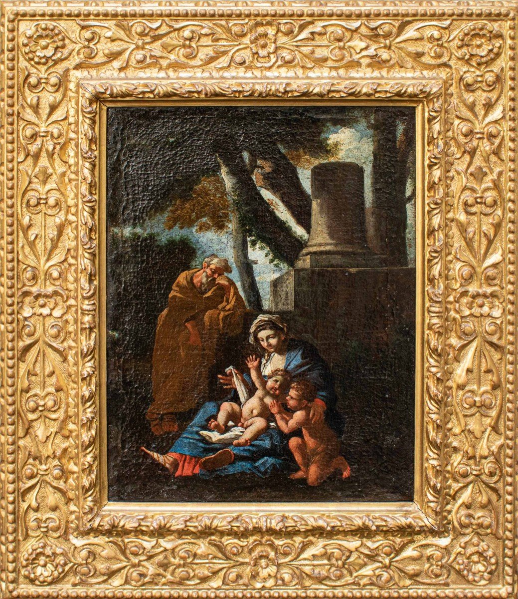 Holy Family With San Giovannino, 17th Century, Emilian School