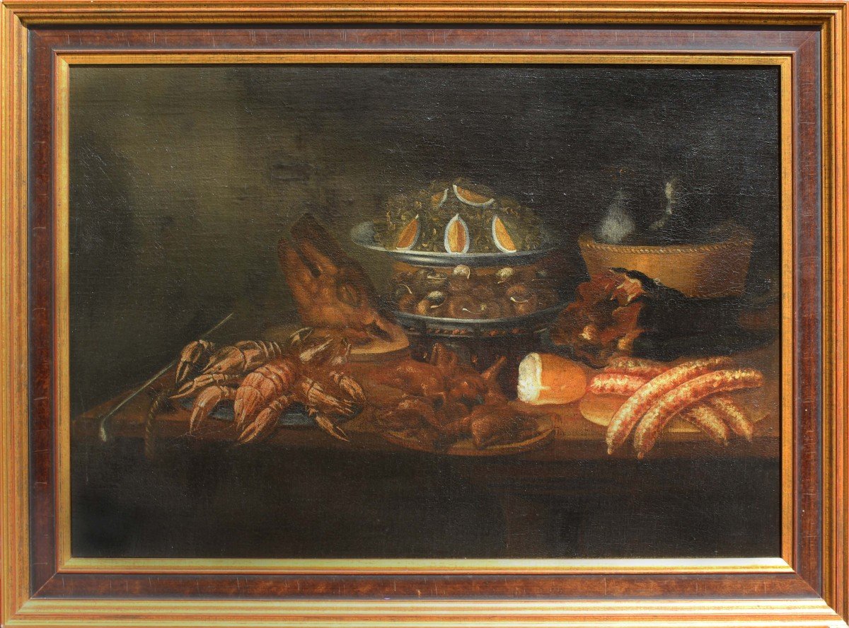 Still Life With Sausages And Langoustines, 17th Century