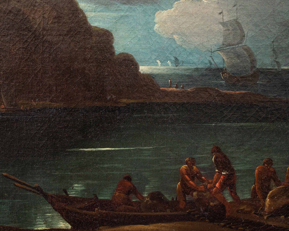 18th Century, Coastal View At Night-photo-3