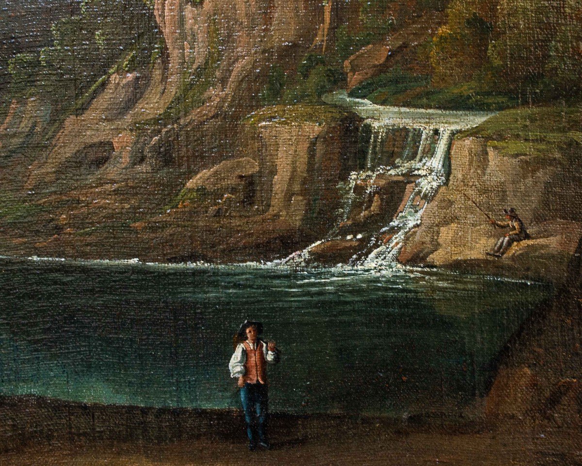 Eighteenth Century, Landscape With Figures At The Edge Of A River-photo-1