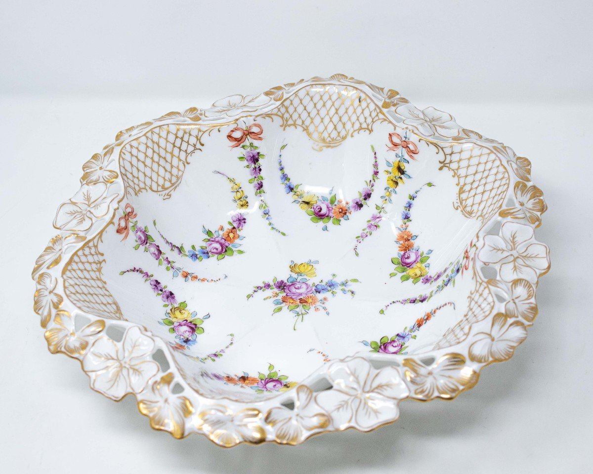 Late 19th Century, Openwork Bowl With Floral Patterns-photo-6