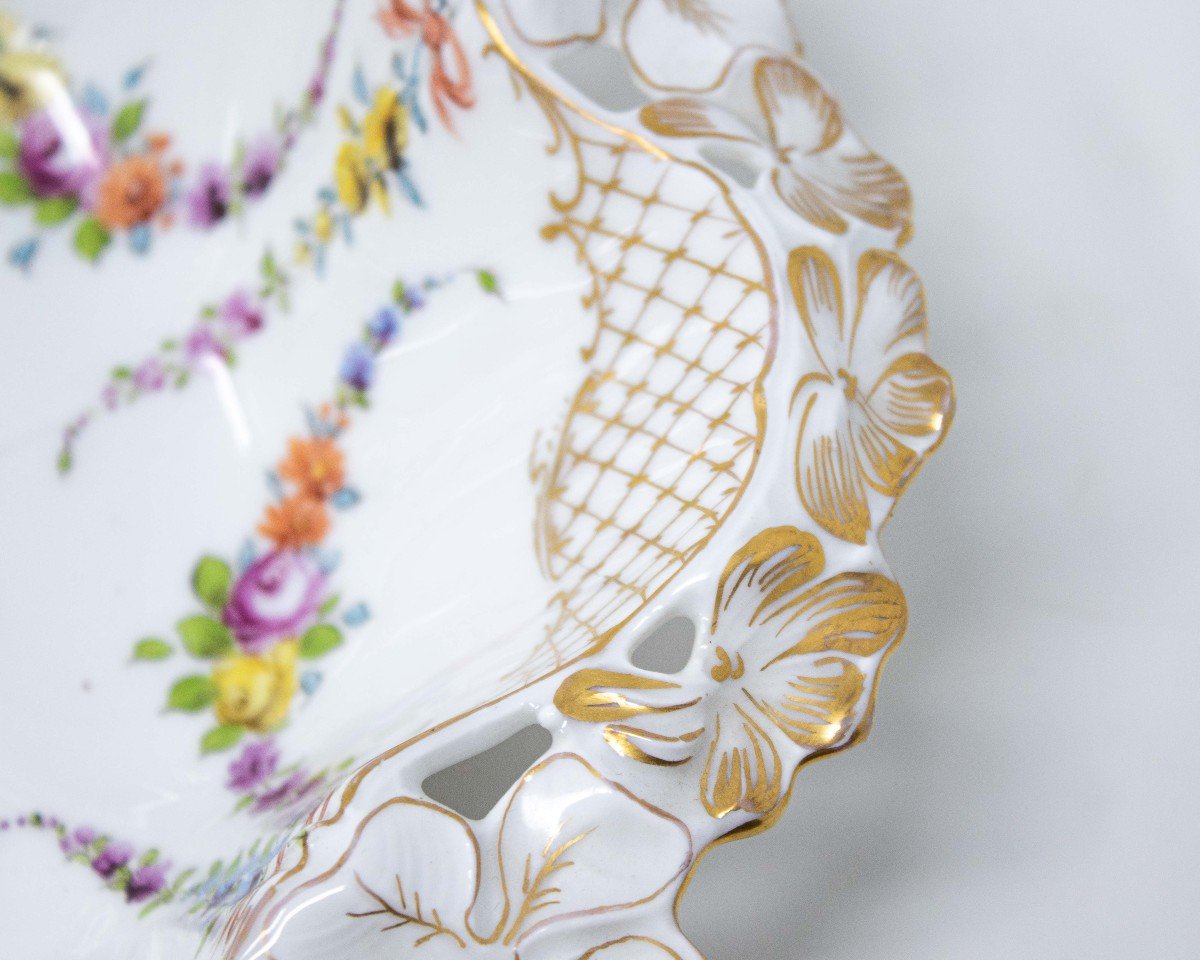 Late 19th Century, Openwork Bowl With Floral Patterns-photo-8