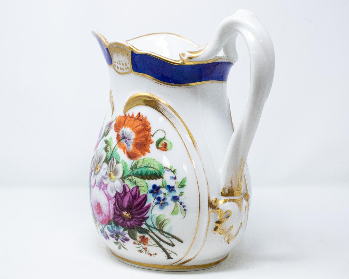 Jug With Floral Decoration, 19th Century-photo-2