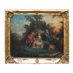 18th Century, French School, Garden With Figures