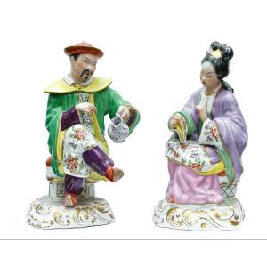 Manufacture Française, XIXe Siècle, Couple De Personnages Chinois