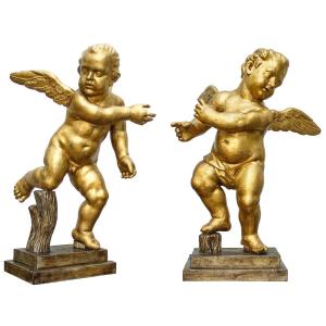Rome, 17th Century, Pair Of Angels