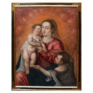 école De Titien, (1488/1490 -  1576)  Madonna Avec L’enfant Et Saint Jean