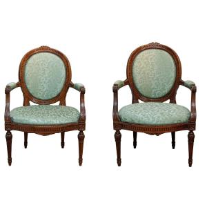 Genoa, Louis XVI, Pair Of Armchairs